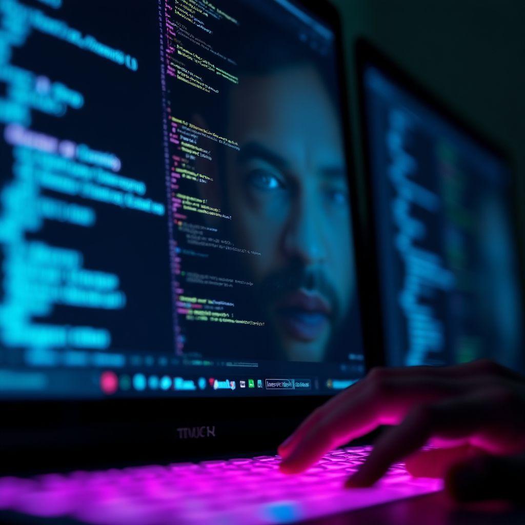 Un programador trabajando en algoritmos de trading en un monitor con código